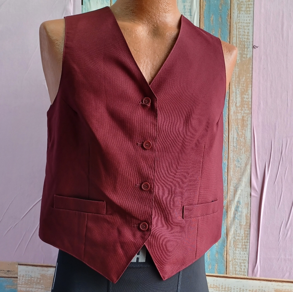 Burgundy Button-Up Vest
